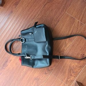 Nine West, small, black handbag with optional shoulder strap and mini bag
